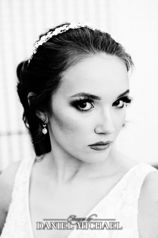 Dramatic Bridal Portrait in Black and White